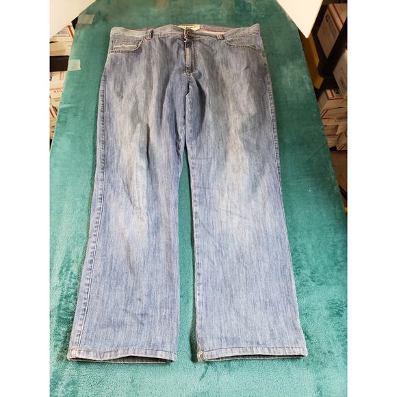 Albert Jeans Size 38x28 Mens Blue Stretch Pants Denim Stone Light Wash Straight - Picture 2 of 14
